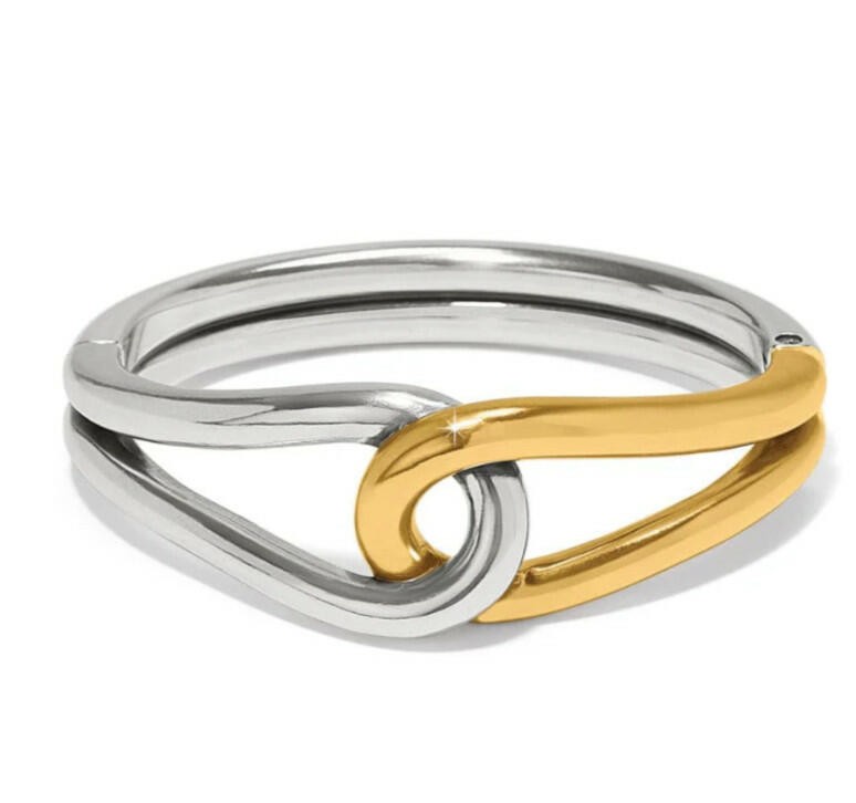 Brighton Interlok Curve Two Tone Hinged Bangle Bracelet Style: JF0256 $128 NWT