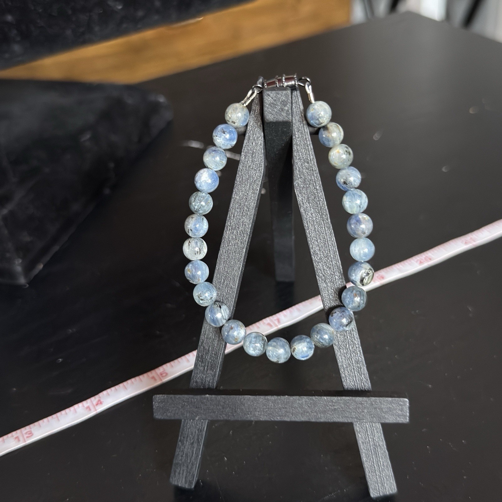Blue Kyanite Natural Gemstone Bead Bracelet | Smooth Round 6mm