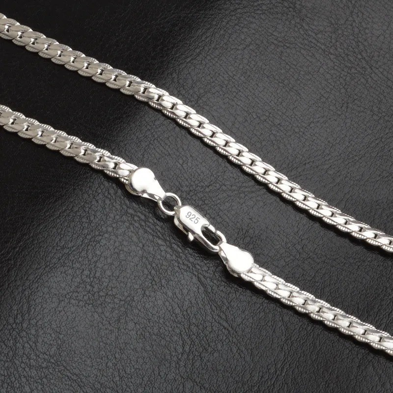 925 Sterling Solid Silver Chain Necklace Jewelry for Women Men Fashion Gift
