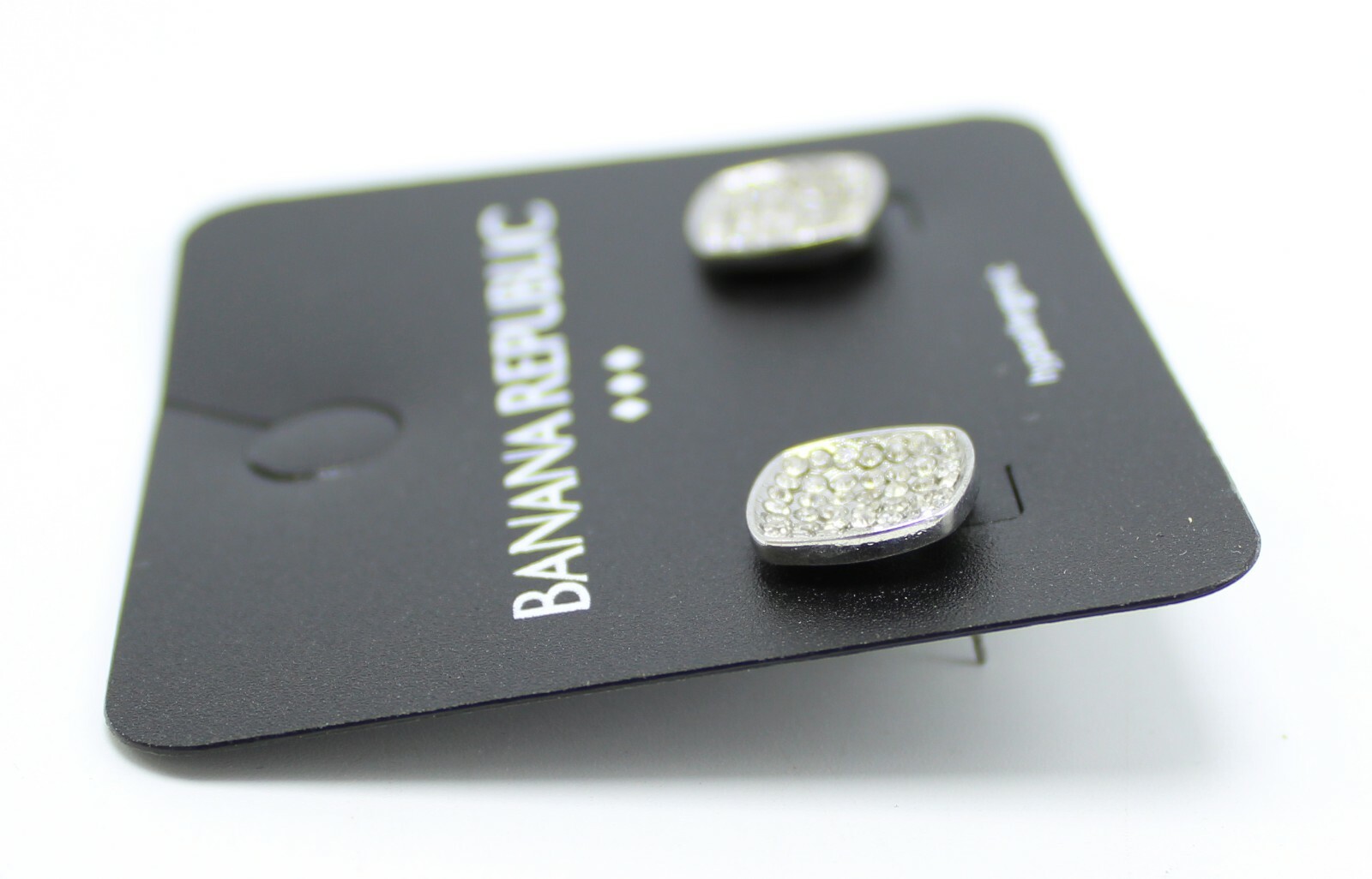 New Silver Rhinestone Concave Stud Earrings by Banana Republic #BRE38