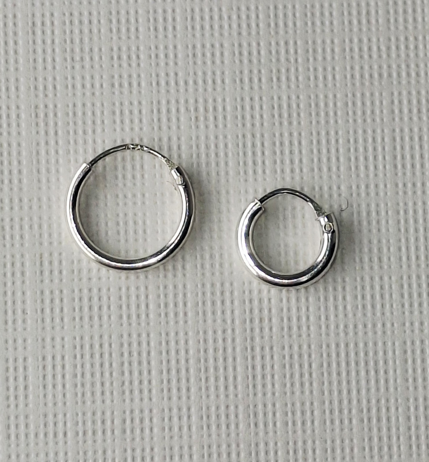 6 Pairs 8 mm & 10 mm Hoop Earrings Sterling Silver, Wire-in-Tube Closure