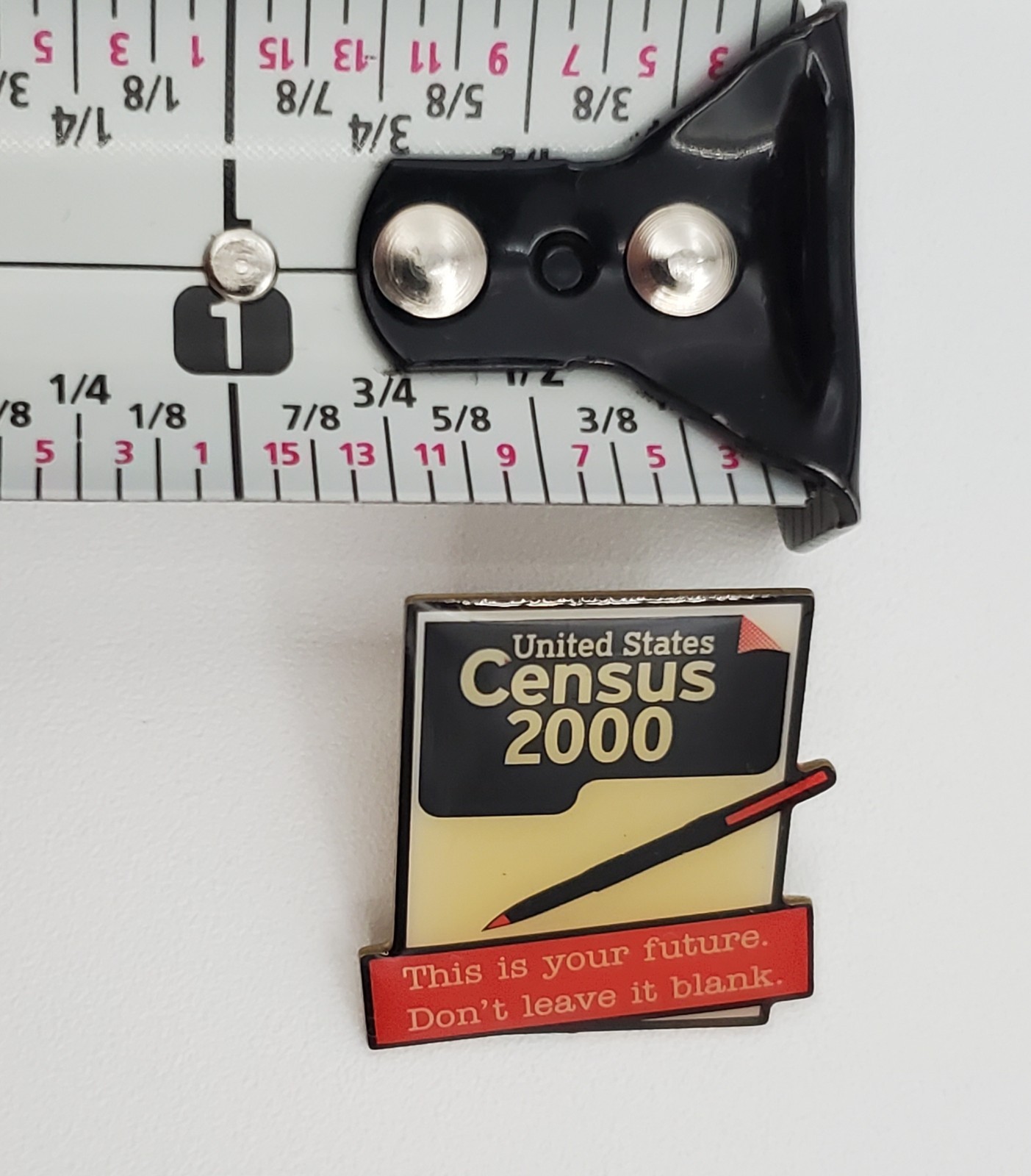United States Census 2000 Volunteer Lapel Pin 1in Slogan Metal Promotional VTG