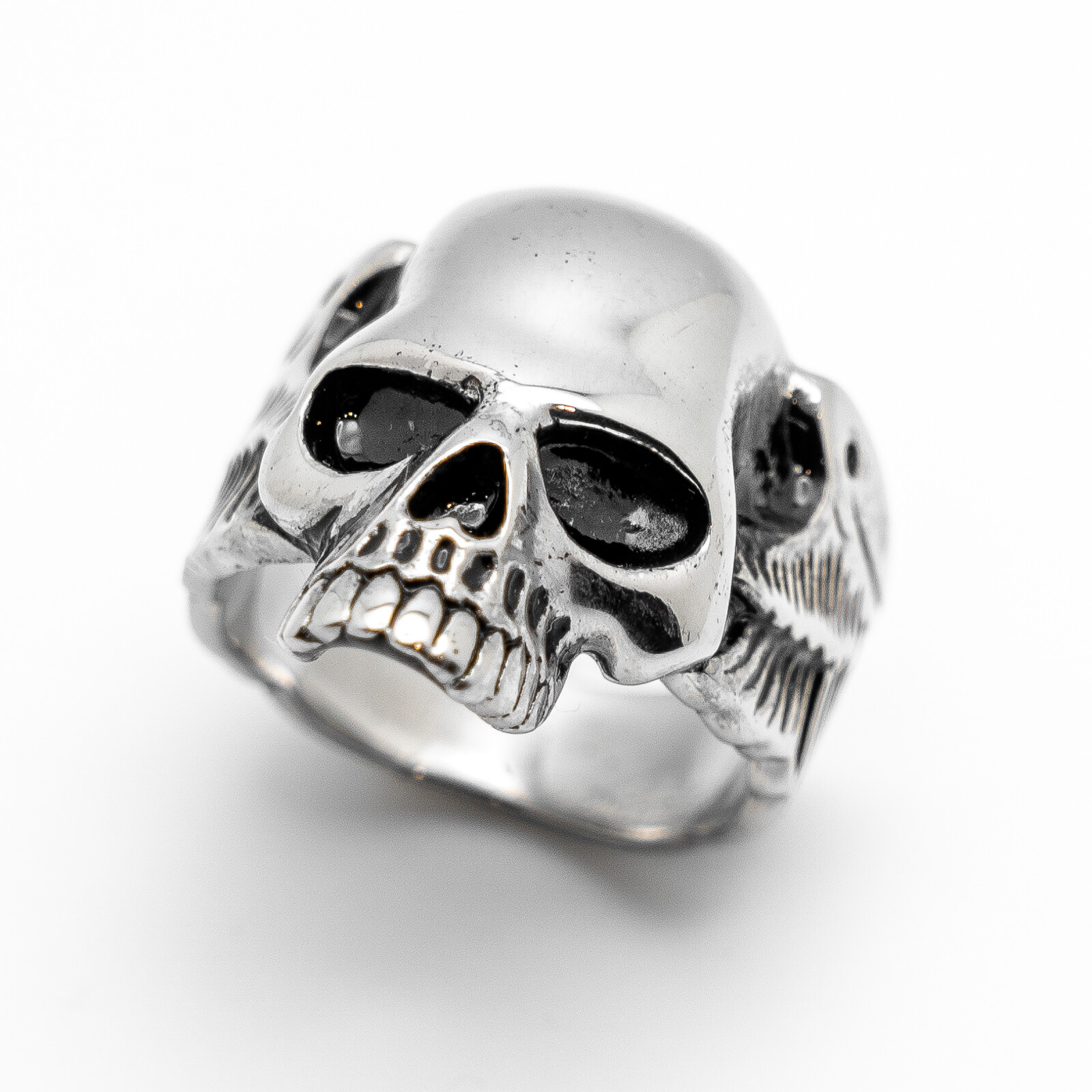 Long Jaw Skull Ring with Wings Biker Jewelry Men’s Ring Stainless Steel 83