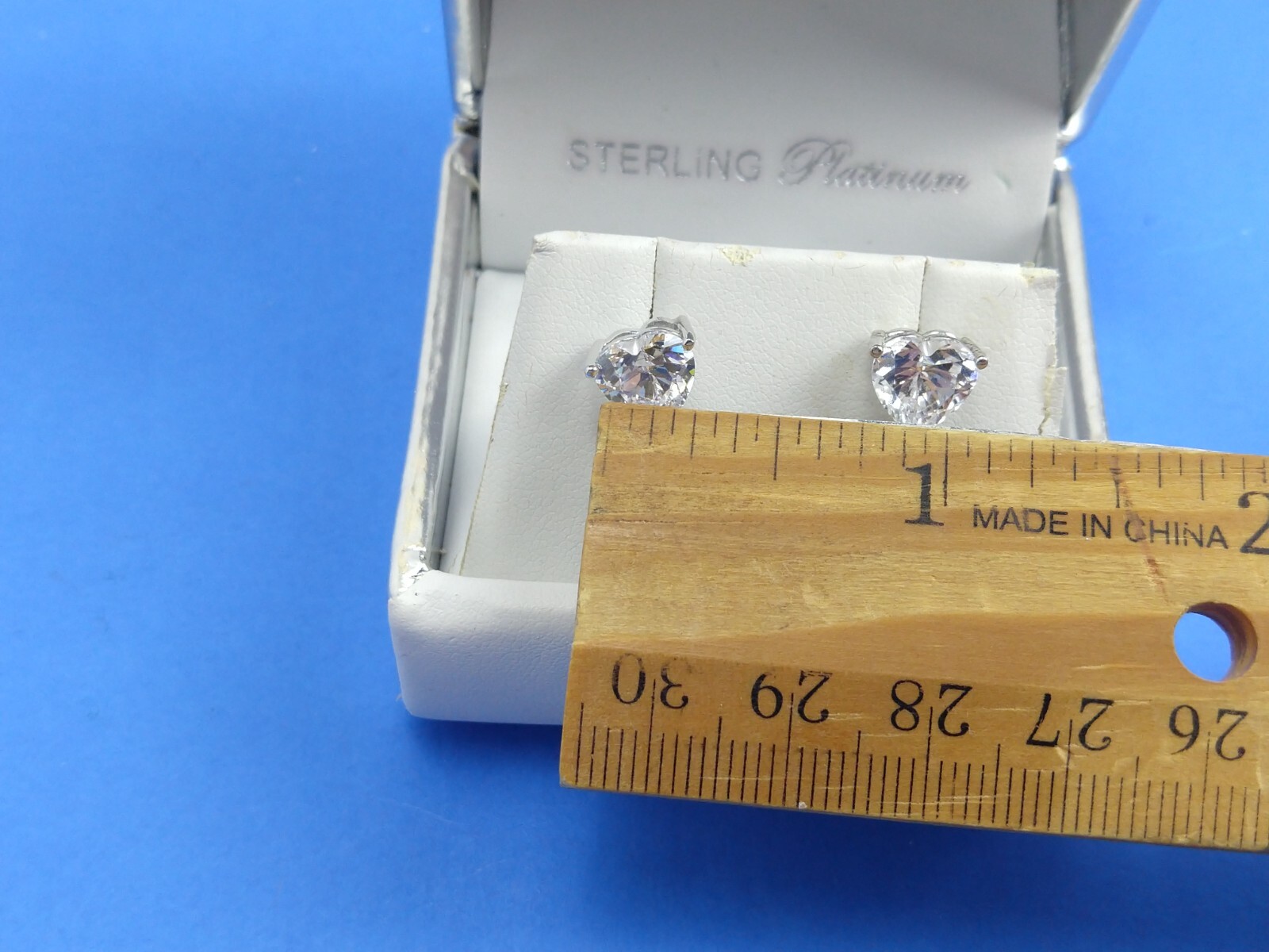 Crislu Sterling Silver Platinum Heart Shaped Cubic Zirconia Stud Earrings