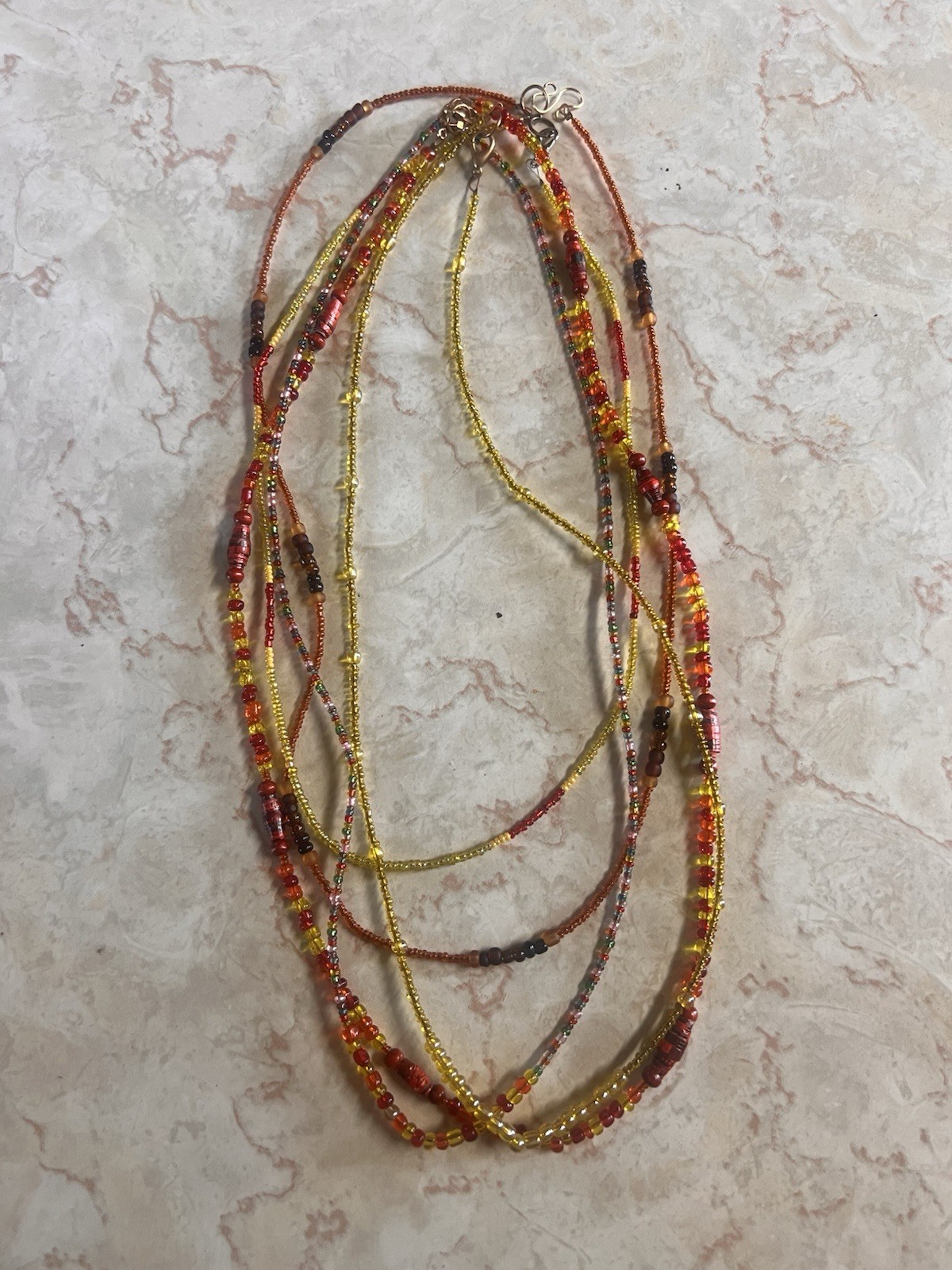 LOT of 5 Hand Beaded Necklaces Seed Beads Fall Colors Bundle