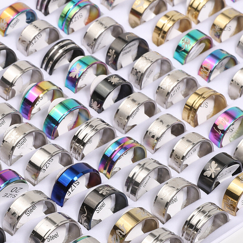 100X MIX LOT Stainless Steel rings Wholesale Men Women Gift Fashion Jewelry lot