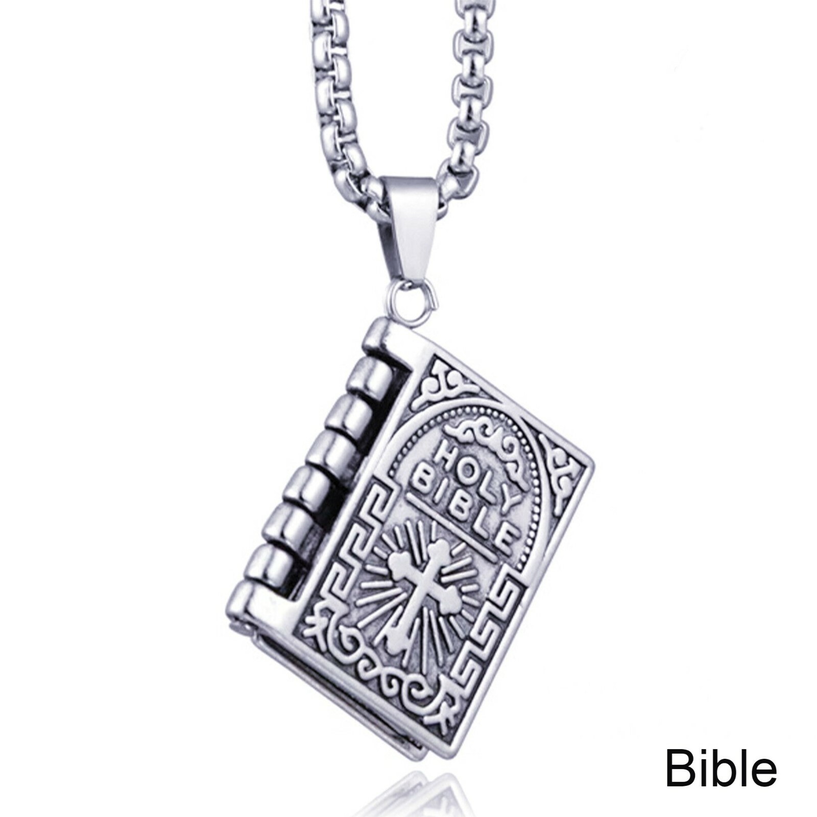 Men Cross Pendant Necklace Religious Christian Jewelry Stainless Steel Chain 24″