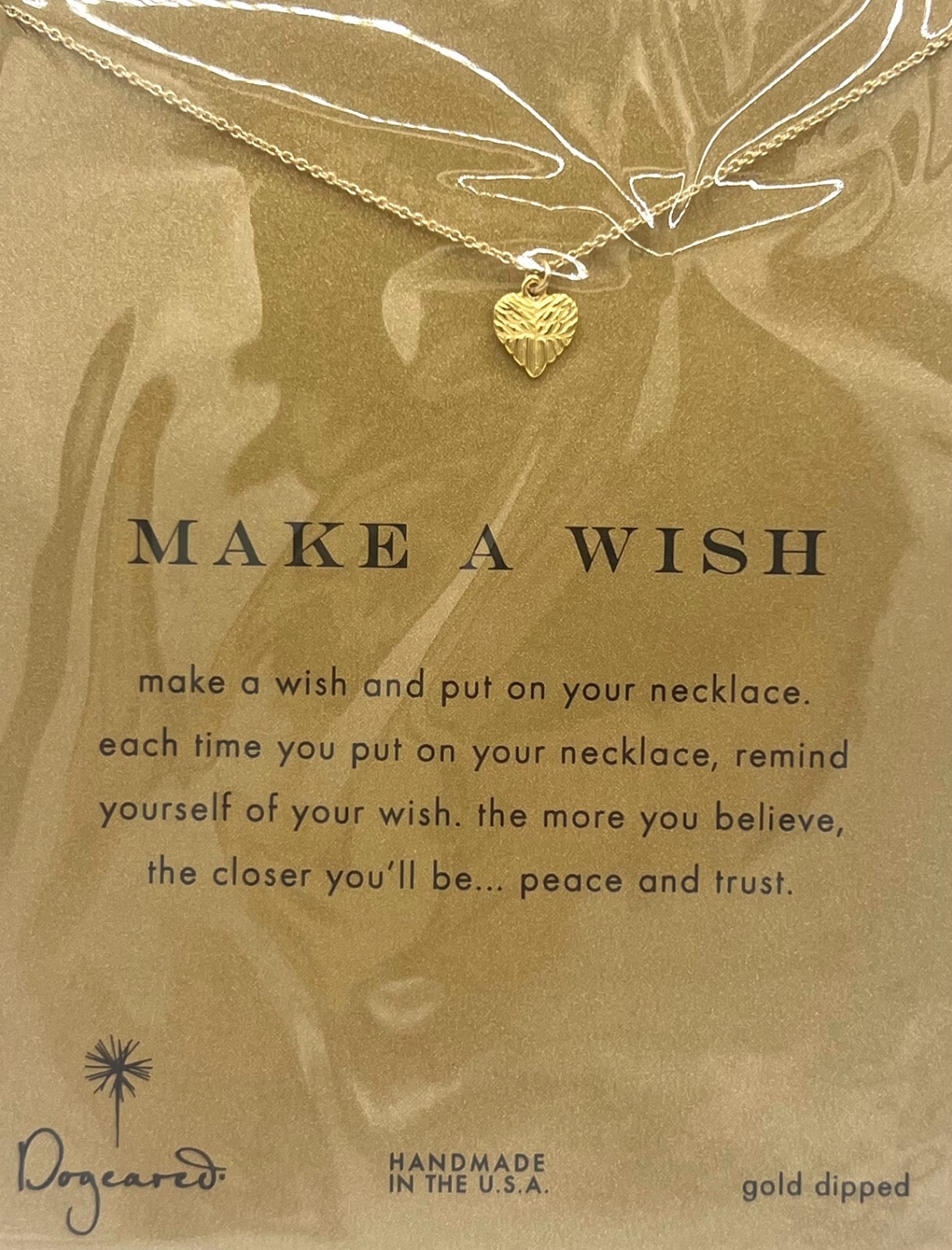 Dogeared make a wish heart sterling silver necklace charm on the chain