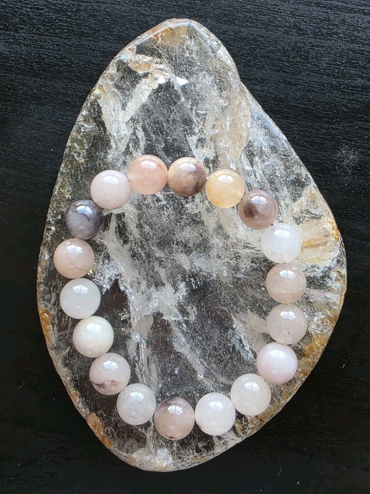 10mm Violet Jade Beaded Bracelet – 6.5″ Stretchy