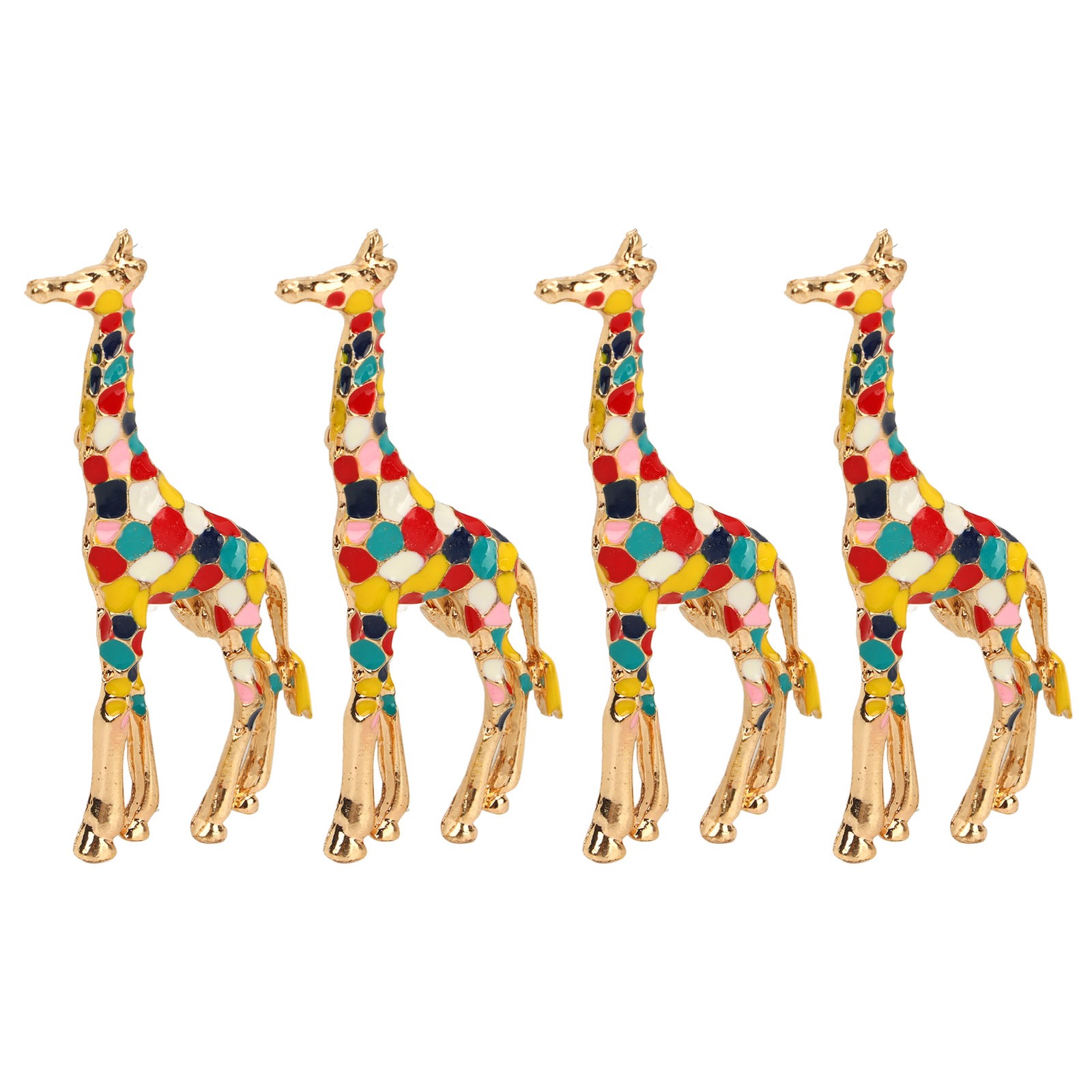 4Pcs Cartoon Giraffe Brooch Exquisite Colorful Elegant Aluminum Alloy Fashion