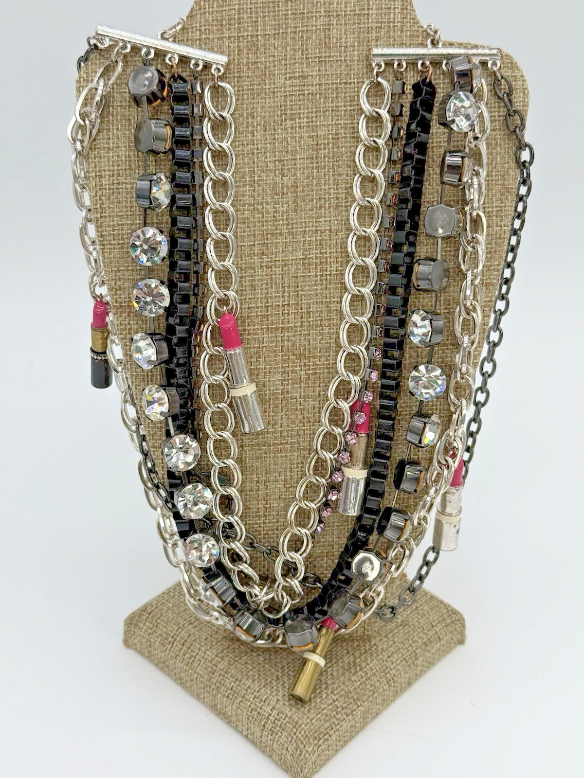 Vintage Harajuku Lovers Multi Strand Necklace With Lipstick Charms Rare Y2K