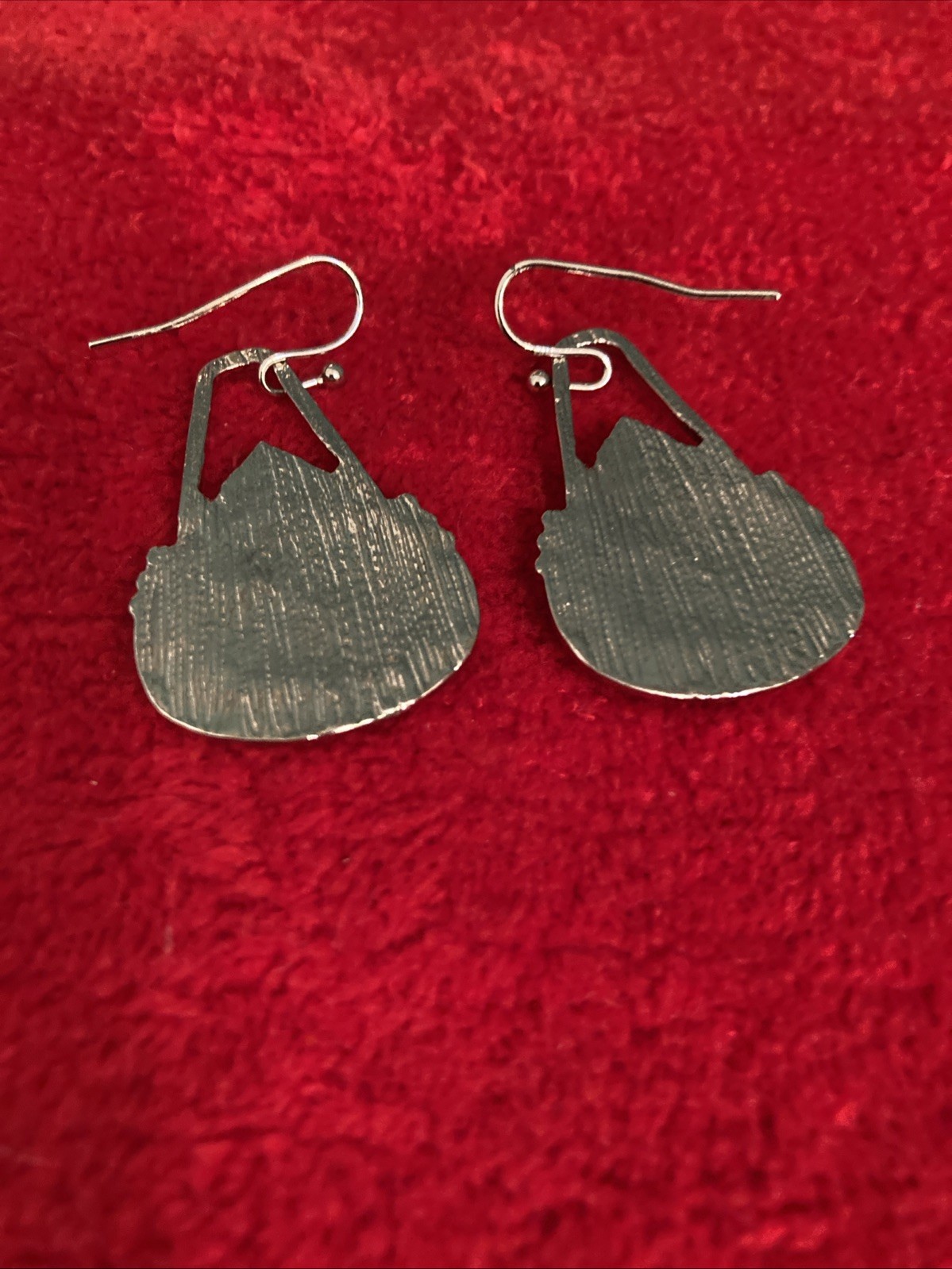 Fordite red, black and white teardrop shaped earrings