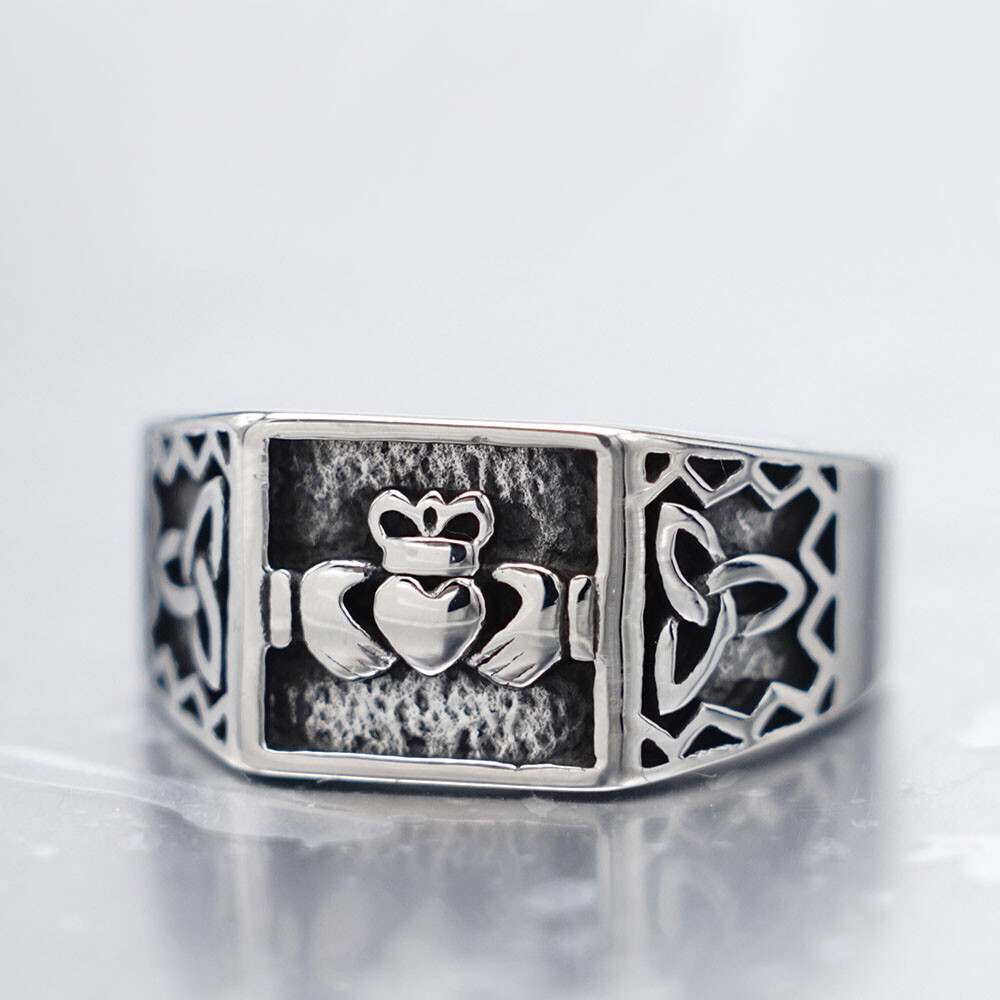 Friendship Mens Womens Irish Celtic Love Triquetra Trinity Knot Claddagh Ring