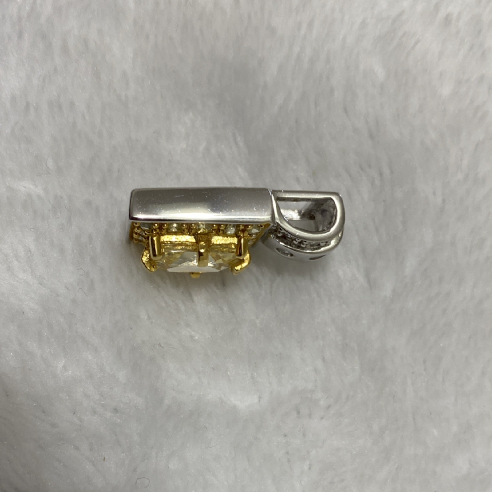 Radiant Rectangular Halo Solitaire Vibrant Canary Yellow Pendant.