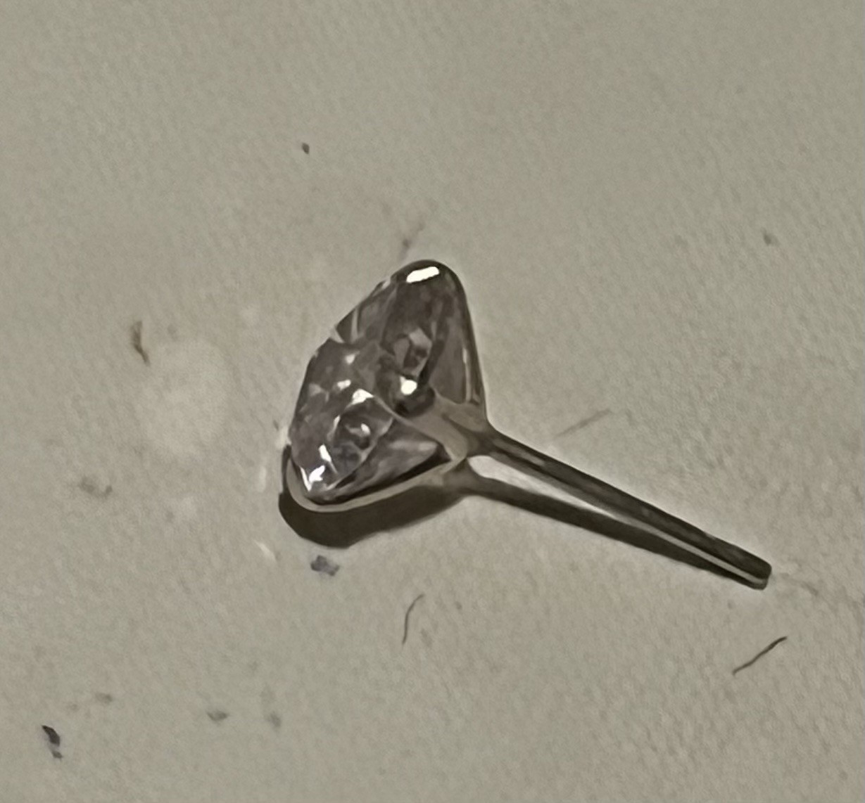 Silver Metal Stud Earring Round White Cubic Zirconia Prong Set Butterfly
