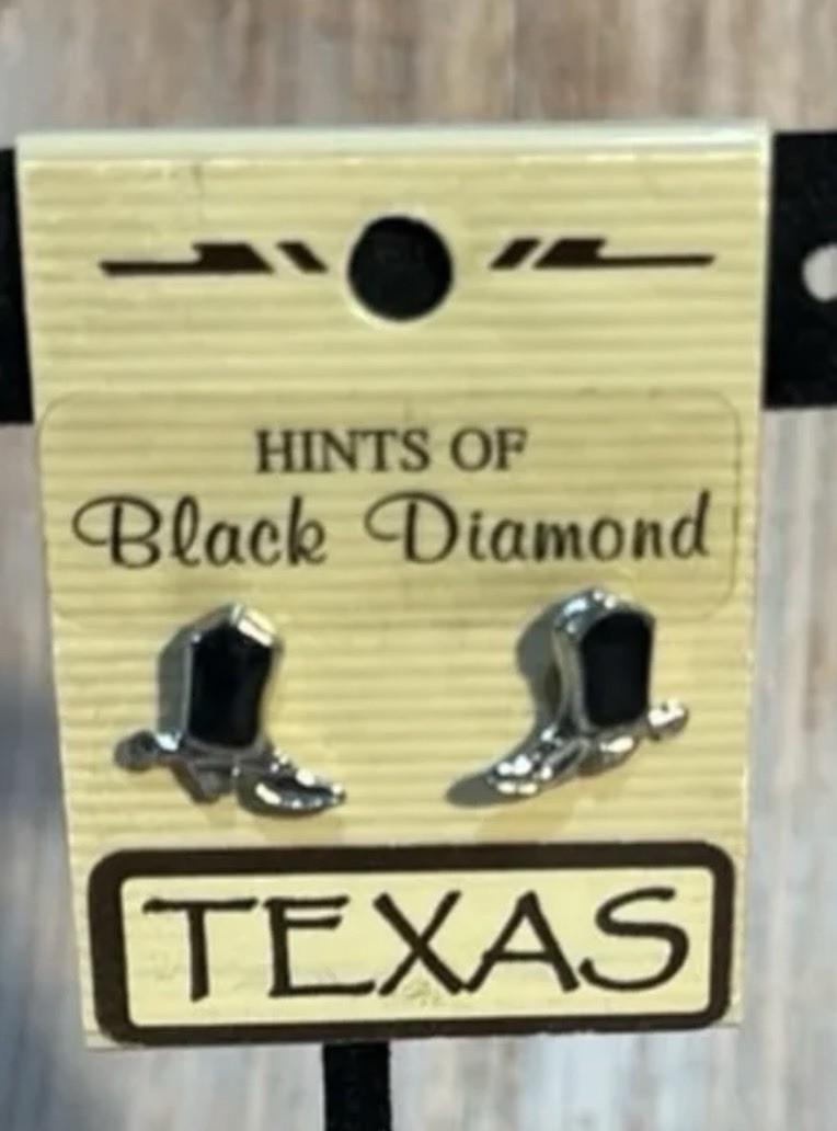 NEW Texas Silver and Black Boot Earrings Item #PHK197