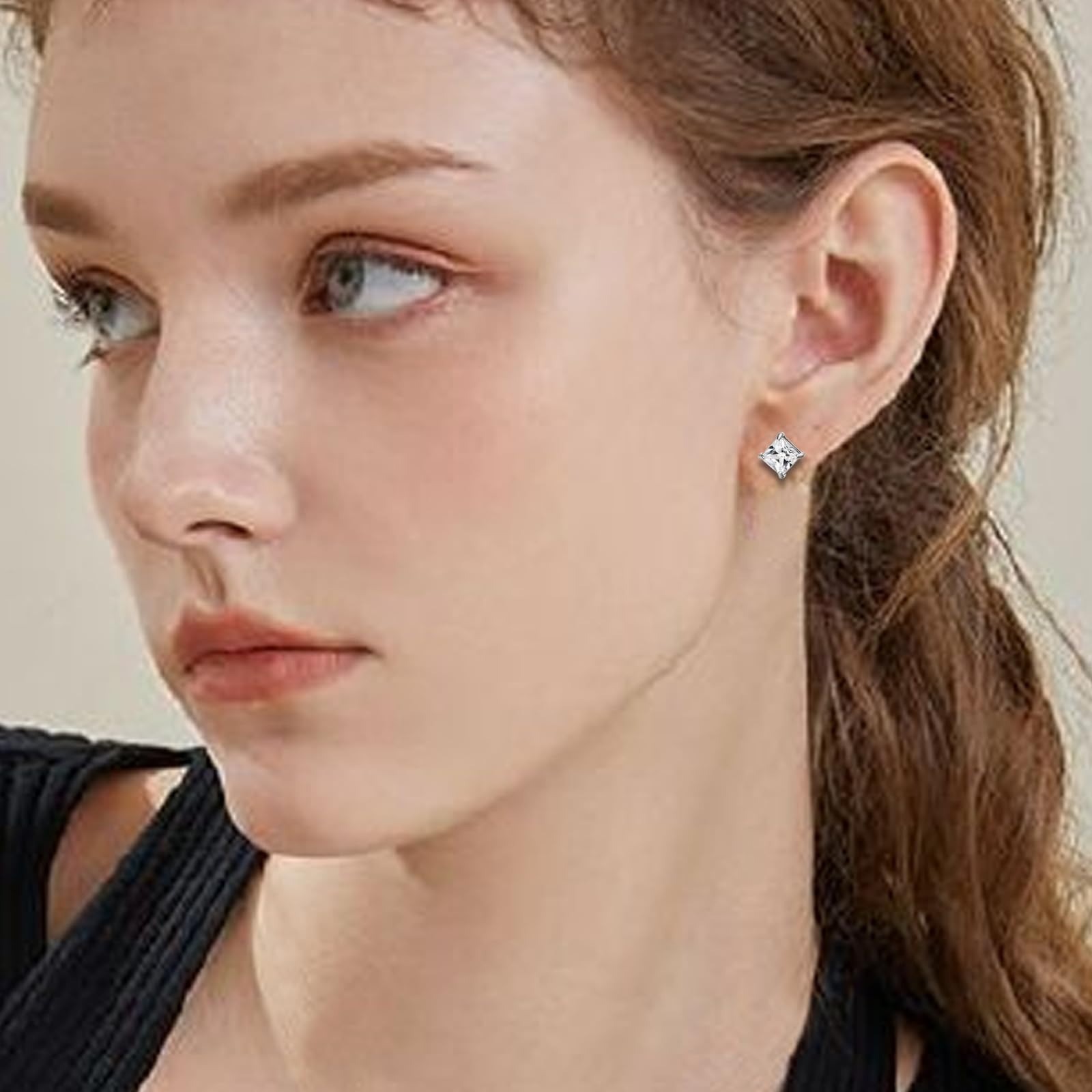 Magnetic Stud Earrings 2 Pairs Stainless Steel Non-Piercing CZ Unisex