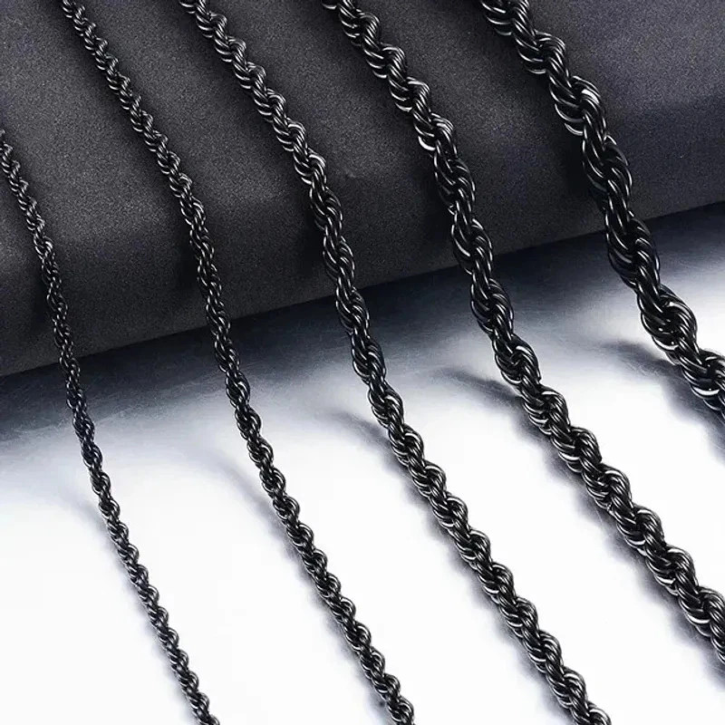 Twisted Rope Chain Necklace For Men Women Stainless Steel No Fade Classic Look