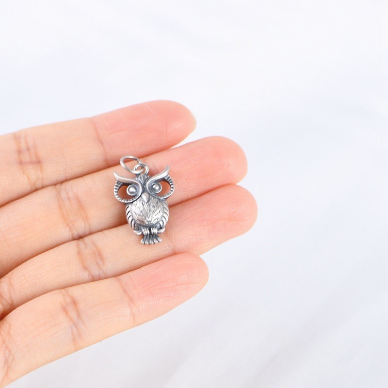 S925 Silver, Vintage Wise Owl Pendant, Wisdom Knowledge Charm, Gift for Her