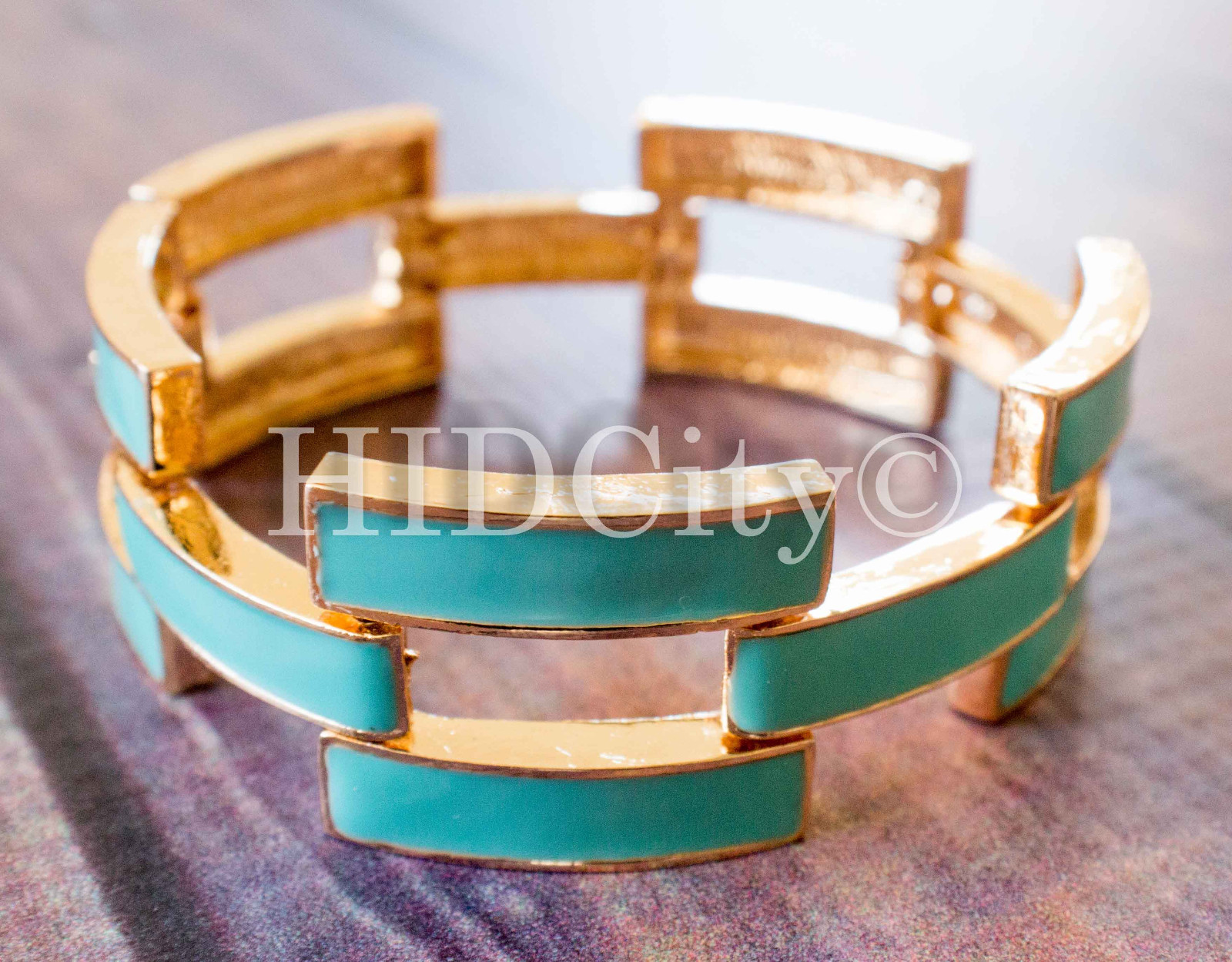5 Colors Enamel Square Pave Chunky Link Crew Bracelet Mint Gold US Seller NEW