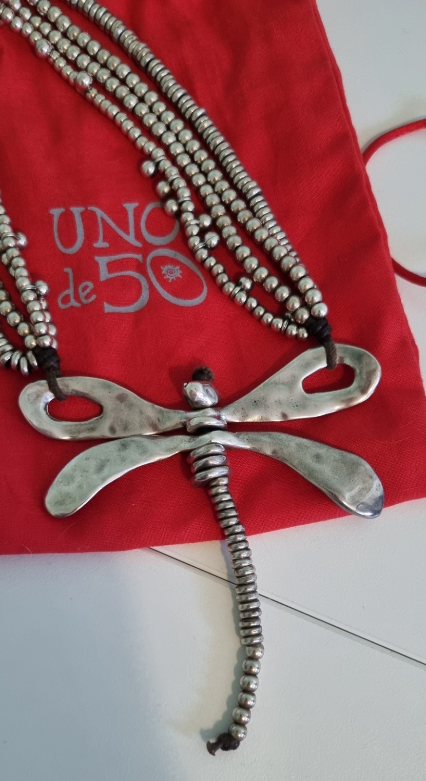 UNOde50 Silver Beaded Dragonfly Necklace