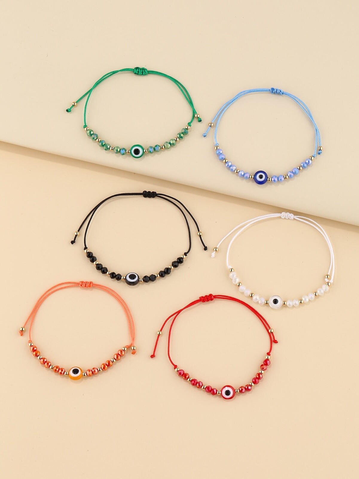 Bead Evil Eye Bracelet Women Charm Lucky Charm Orange White Red Blue Black Green