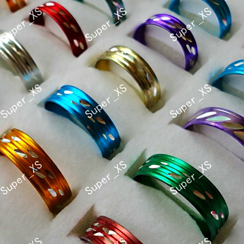 400Pcs Wholesale Lots Top Pretty Multicolor Women Aluminum Alloy Ring Jewelry