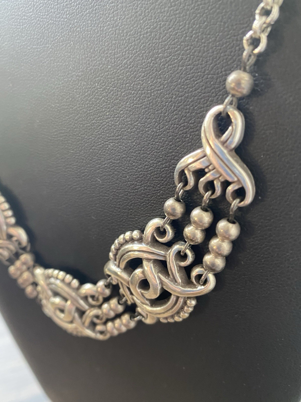 Brighton Rosarita Bib Choker Necklace Ornate Scrollwork Openwork Silver Tone 20”