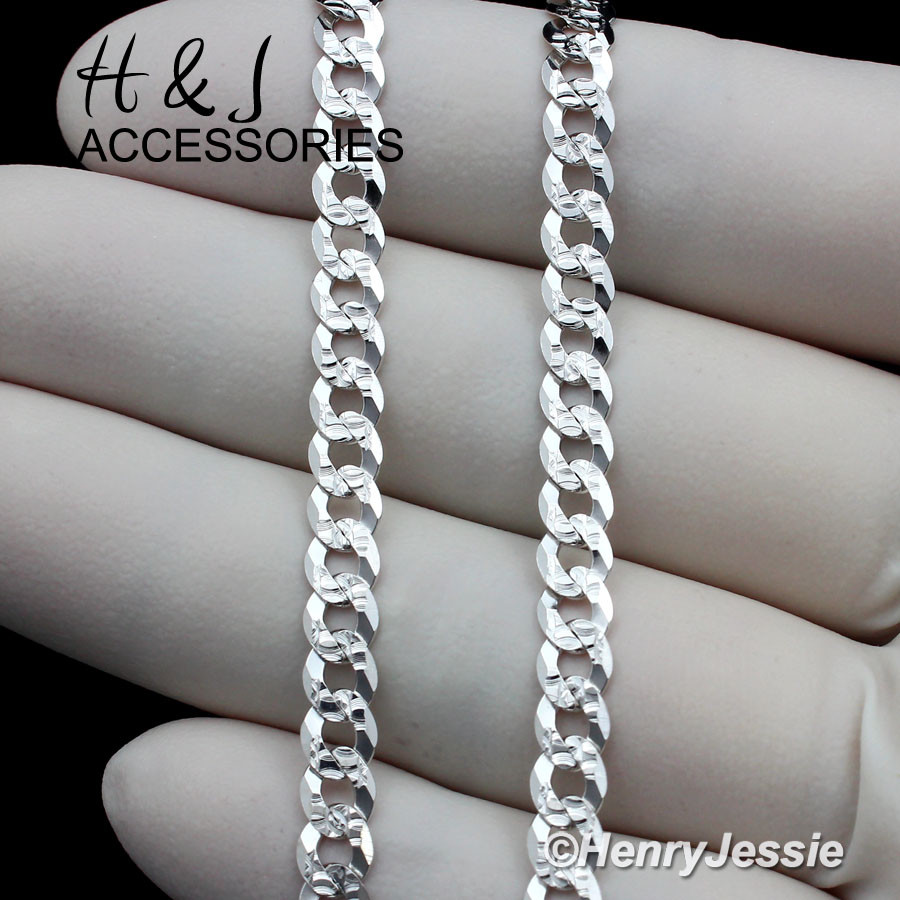 20″MEN 925 STERLING SILVER 5.5MM DIAMOND CUT CUBAN CURB LINK CHAIN NECKLACE*AN17
