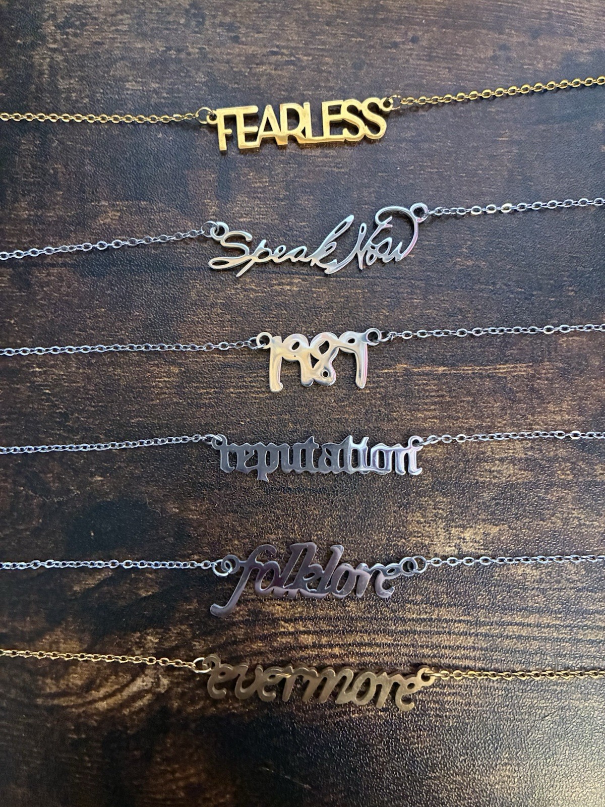 Taylor Swift Necklace Bundle 6 Count Album Title Necklaces Fearless 1989