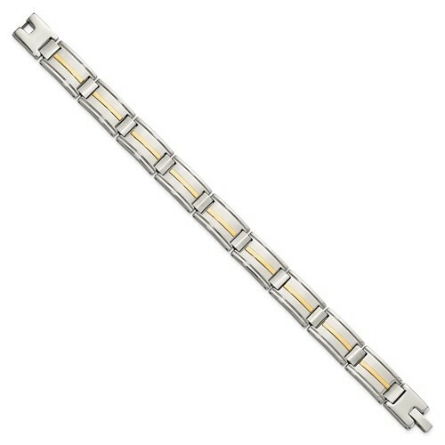 *BRAND NEW* Chisel Stainless Steel with 14k Gold Accent Bracelet SRB1721-8.75