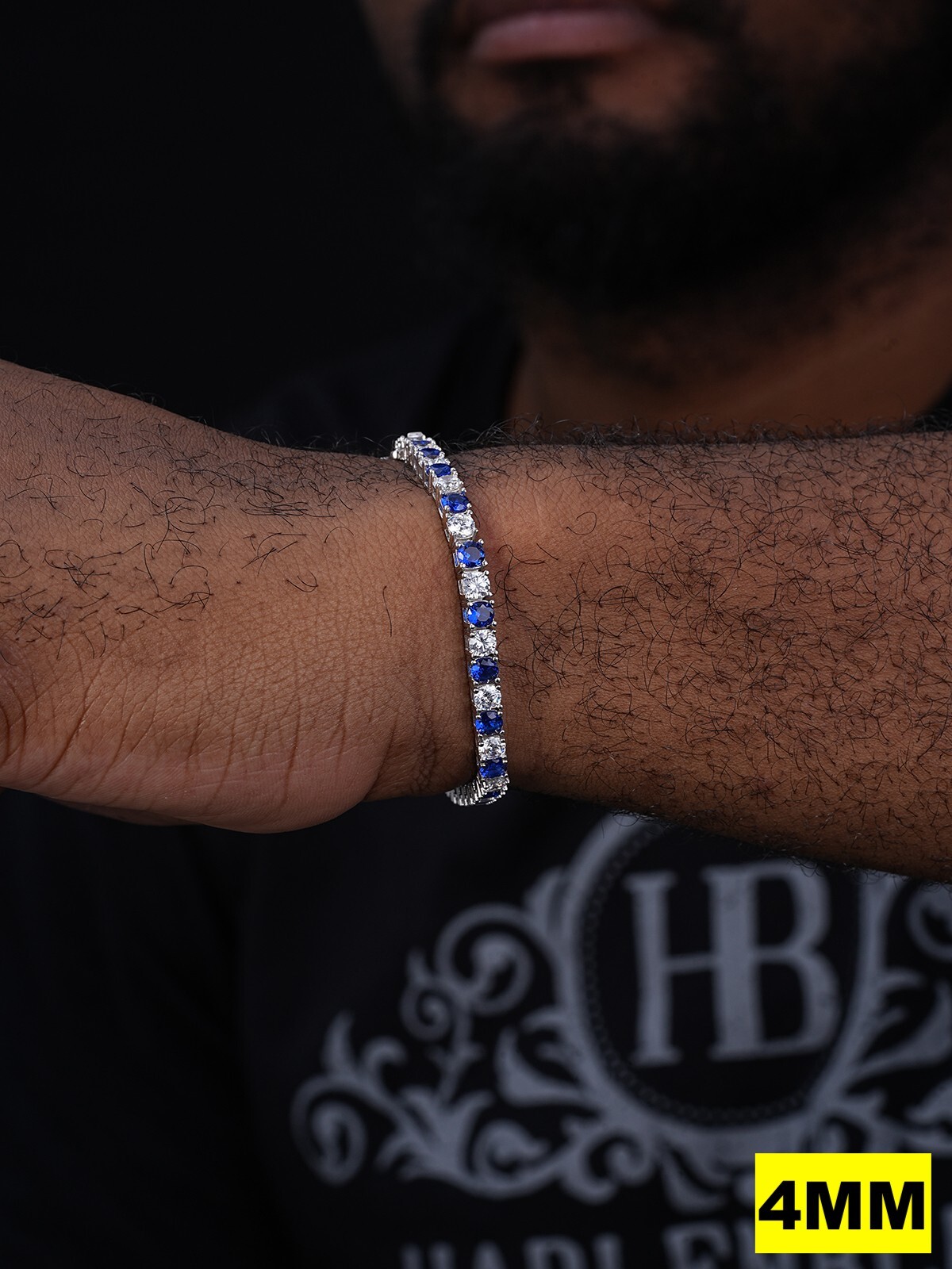 Tennis Bracelet SOLID 925 Sterling Silver Single Row CZ Blue Icy Stone