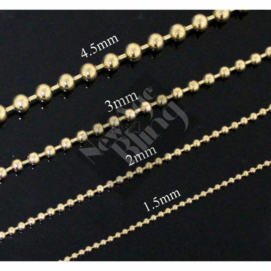 StainlessSteel Ball Chain 16″-34″ DogTag Bead Gold Plated Necklace 1.5/2/3/4.5mm