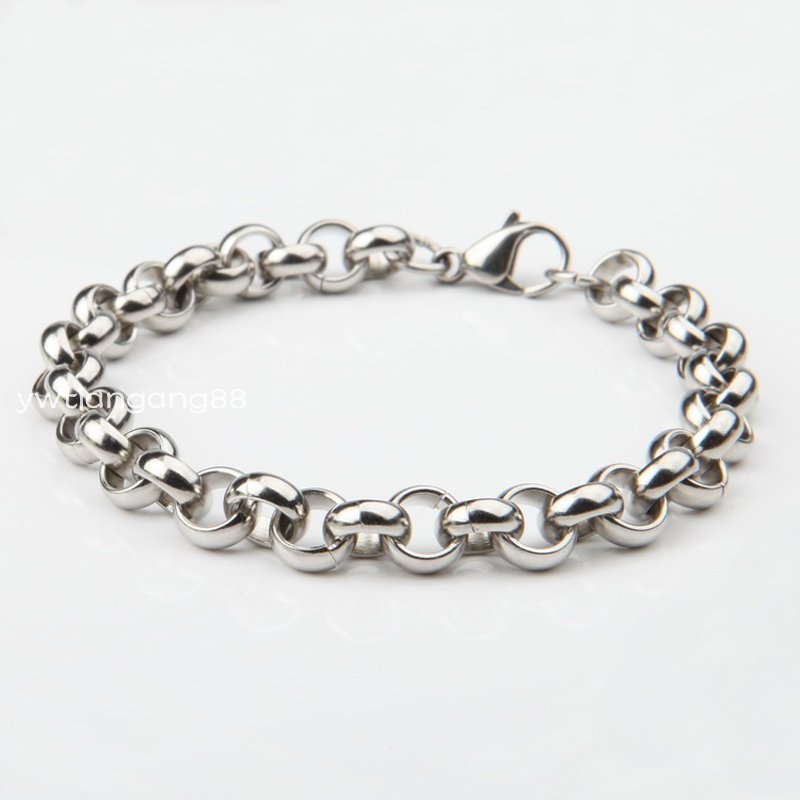 7-11″3.5/4.7/6/8mm Women Men’s 316L Stainless Steel Silver Rolo Chain Bracelet