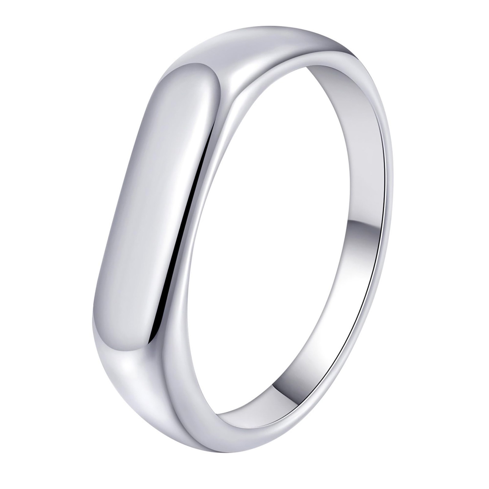 Mens Square Signet Rings Pinky Thumb Biker Ring for Men High Polished Plain W…