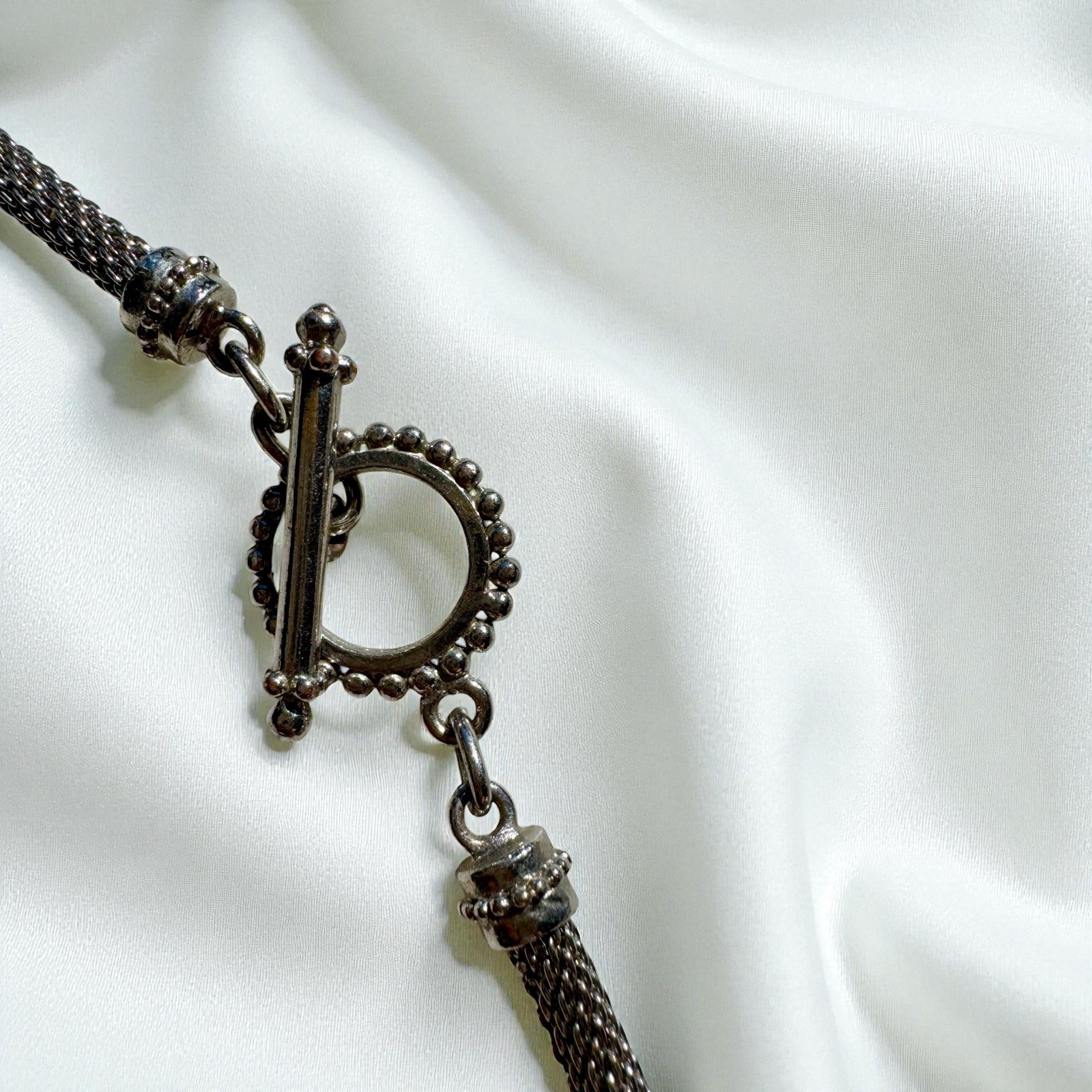 PREMIER Silver & Gold Necklace w/ REMOVABLE Rectangle Rope Pendant w/ Crystals