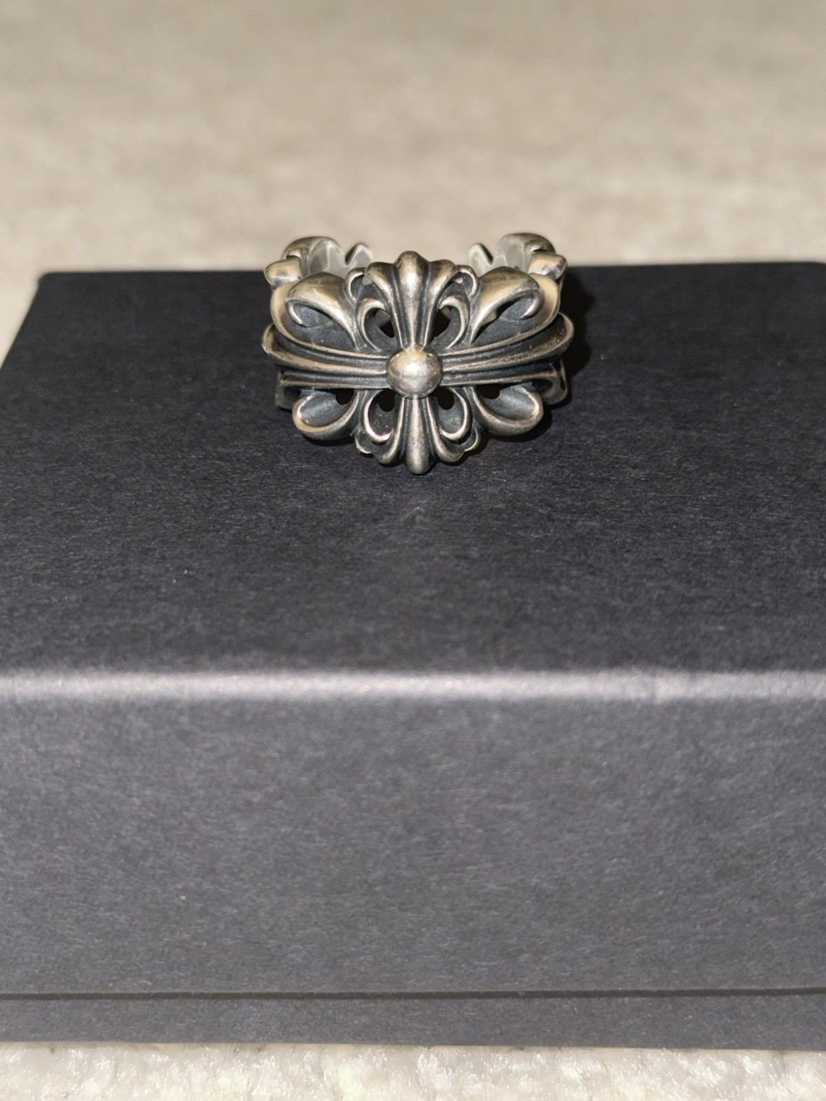 Chrome Hearts Double Floral Ring 925 Sterling Silver Pre-owned Size 10