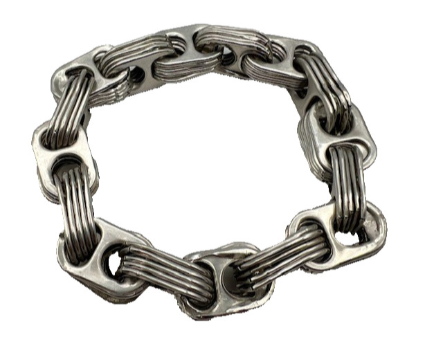 Chunky Silver Tone Link Bracelet Bold Modernist Industrial Cable Style 7.5 Inch