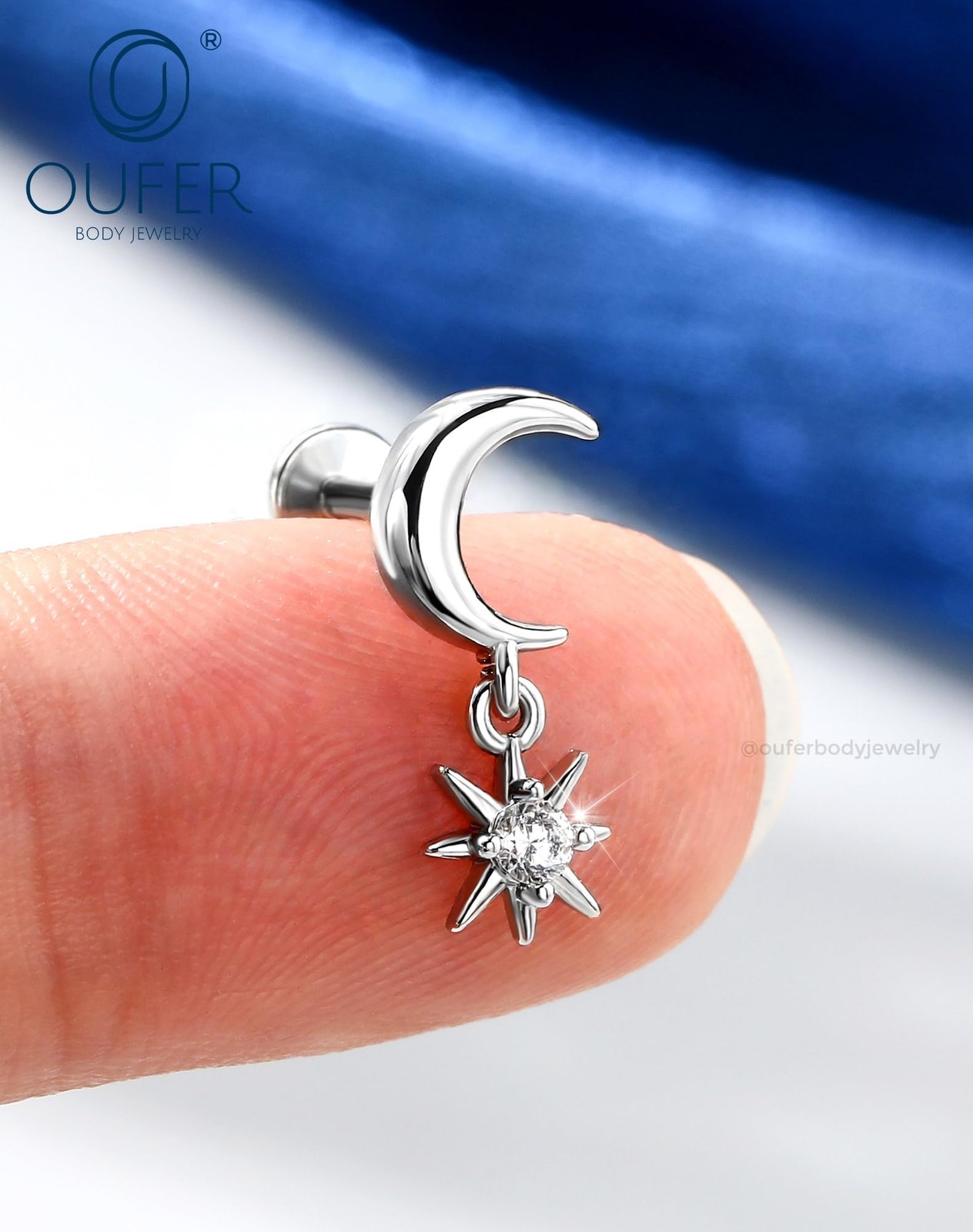 OUFER Body Piercing Dainty Helix Earring 16G Dangly 1.2*8mm, silver