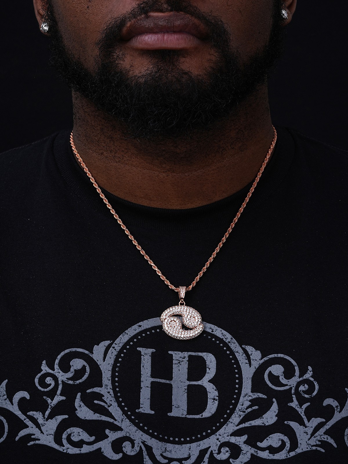 Solid 925 Silver Gold Plated Iced Bubble CZ Zodiac Astrology Sign Pendant HipHop