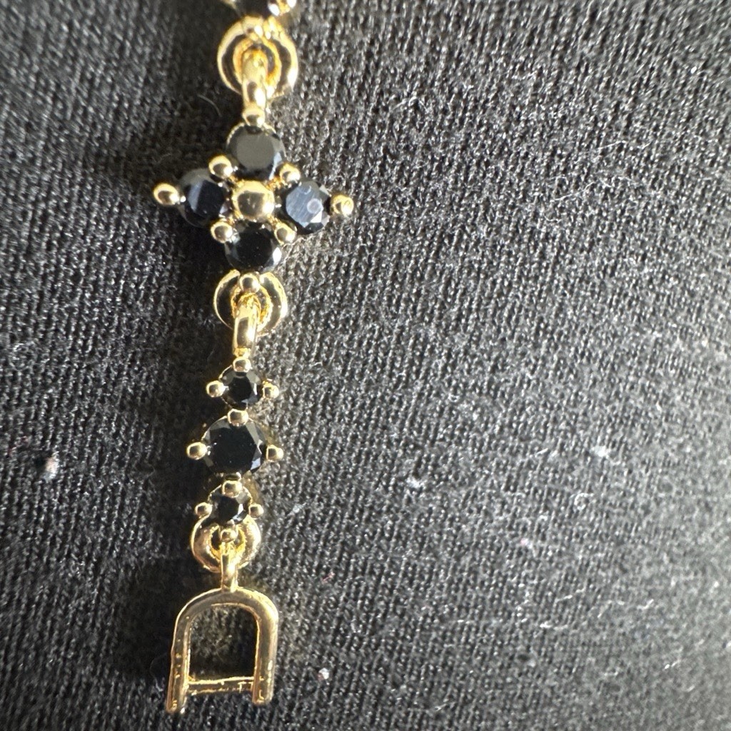 Women’s Gold Filled Black CZ Clover Bracelet Gold Tone 7.5”