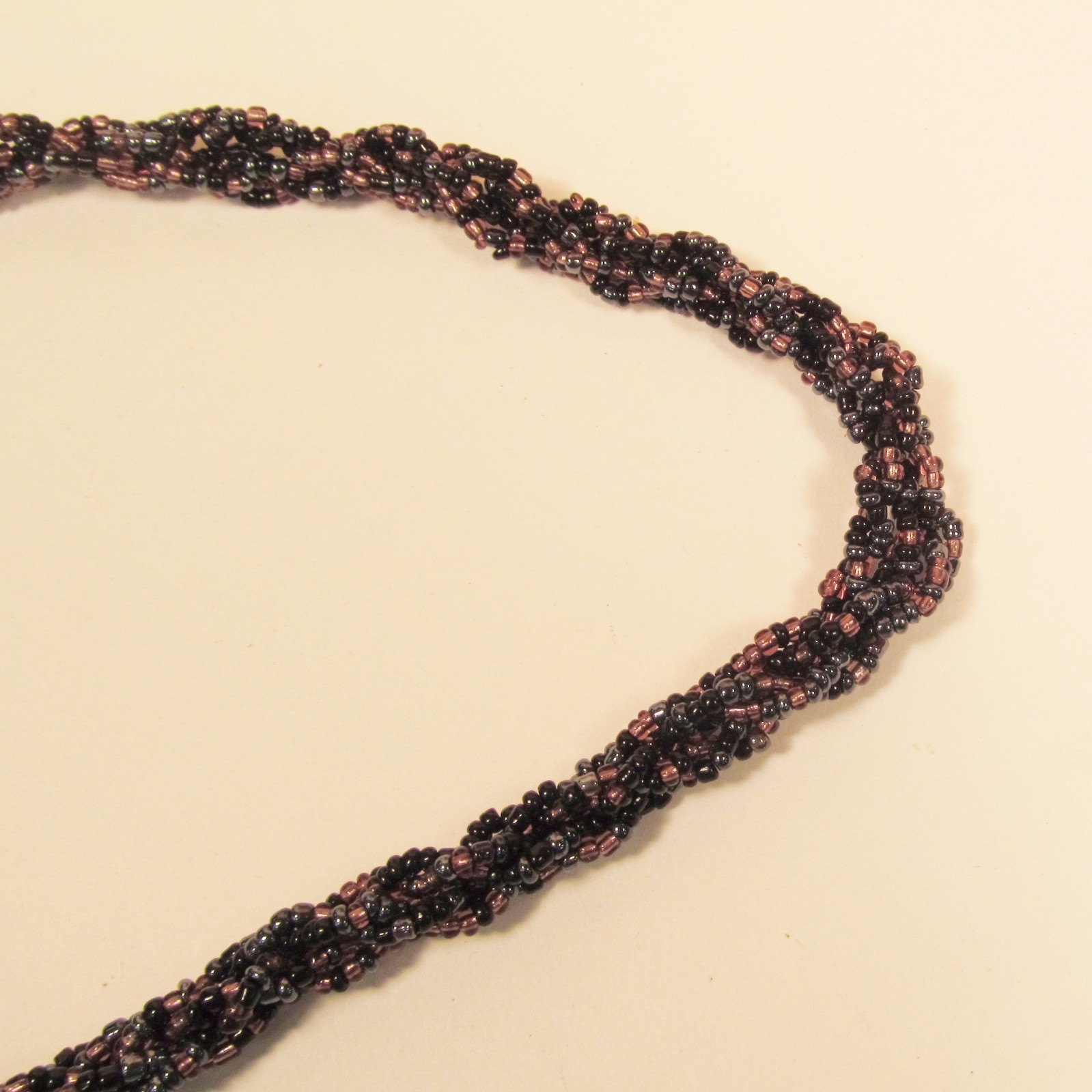 28″ Handmade Black Purple Color Shell Chip Seed Bead Boho Necklace