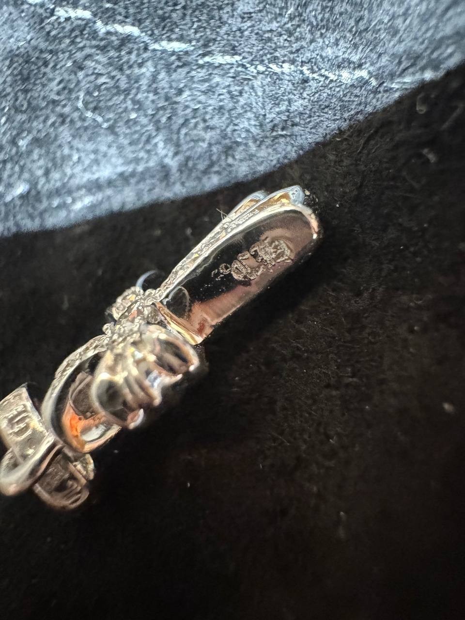 Chrome Hearts 18K White Gold Baby Fat Cross Pave Diamond Pendant