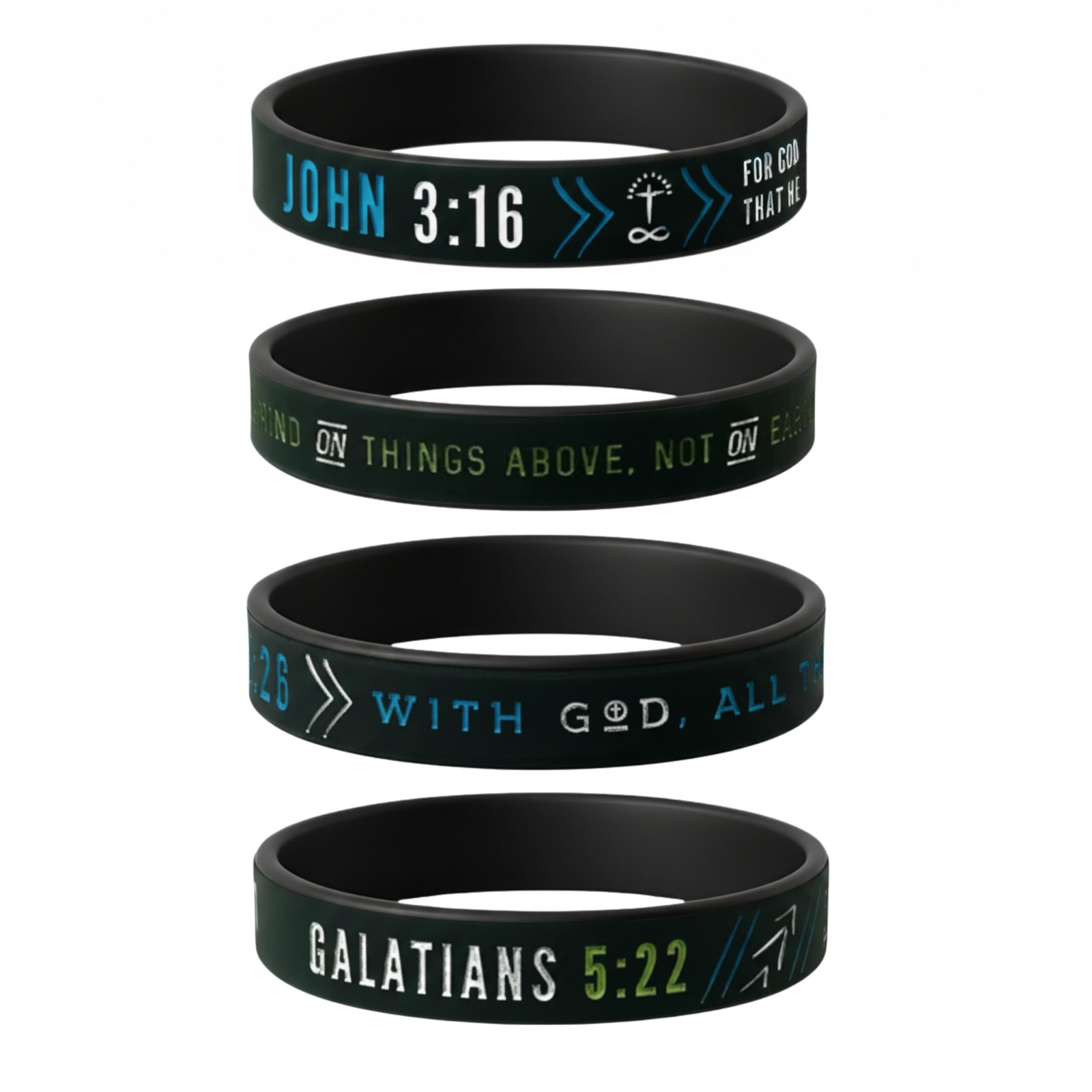 Christian Silicone Wristbands w/Scriptures Set of 4 Unisex Bible Verse Jewel…