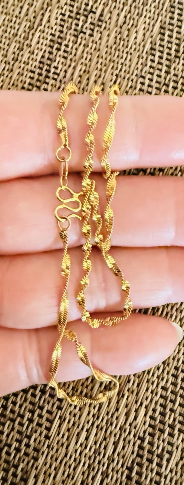 18K GP Twisted Herringbone Chain Necklace; Approx. 17”