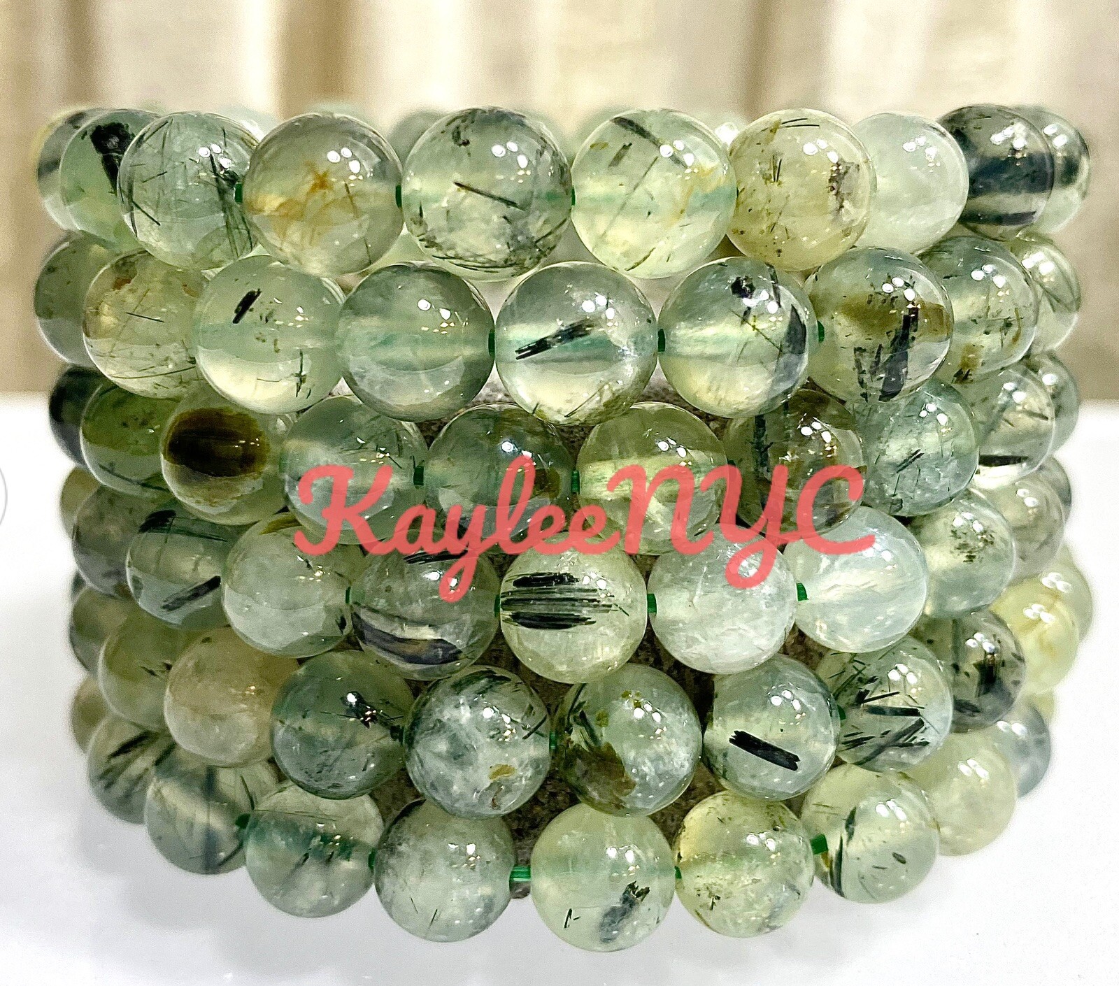 Wholesale Lot 6 Pcs Natural Green Prehnite 8mm 7.5” Crystal Stretch Bracelet