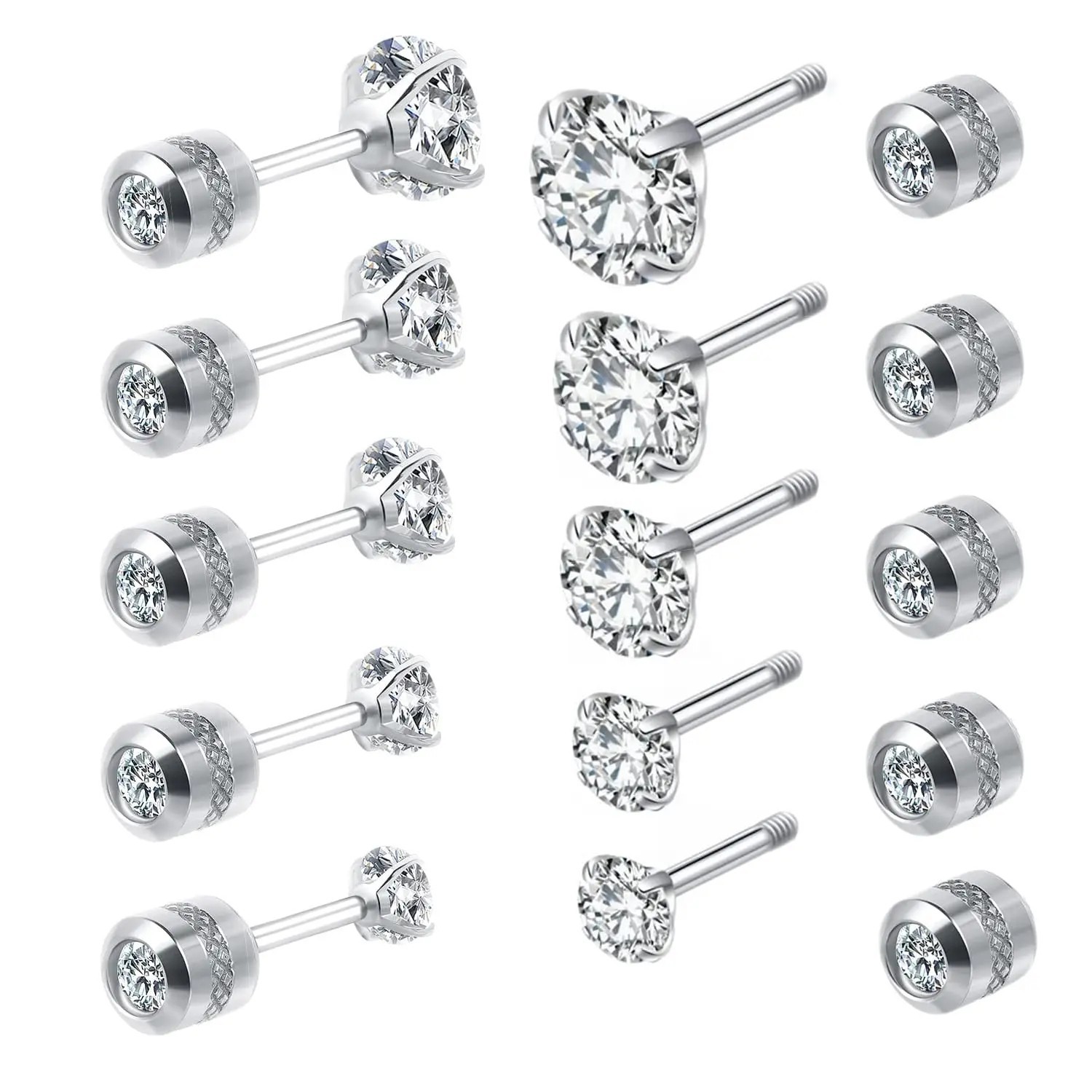 Titanium Screw Back Surgical Stainless Steel Stud Earrings for Women Men