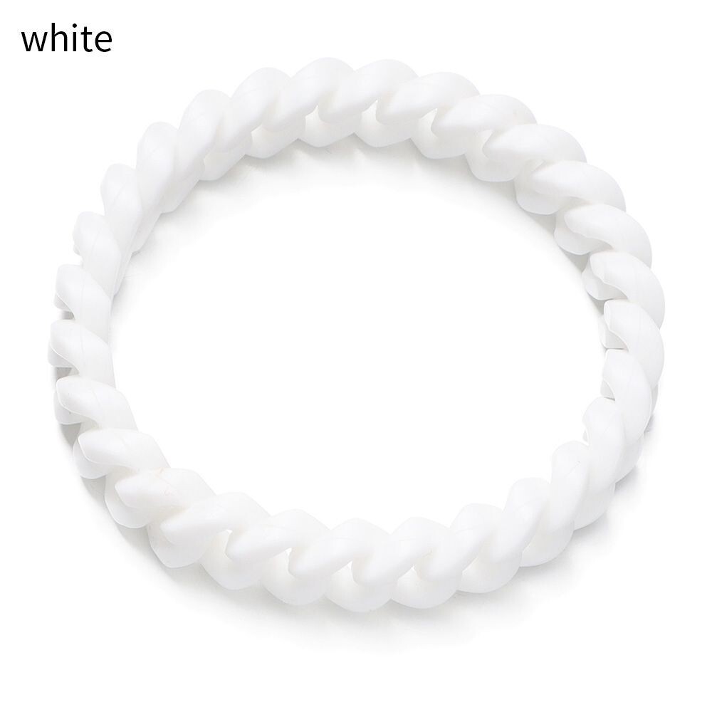 1pc Rubber Silicone Rainbow Wristbands Black White Band Bracelet Men Je Fashion