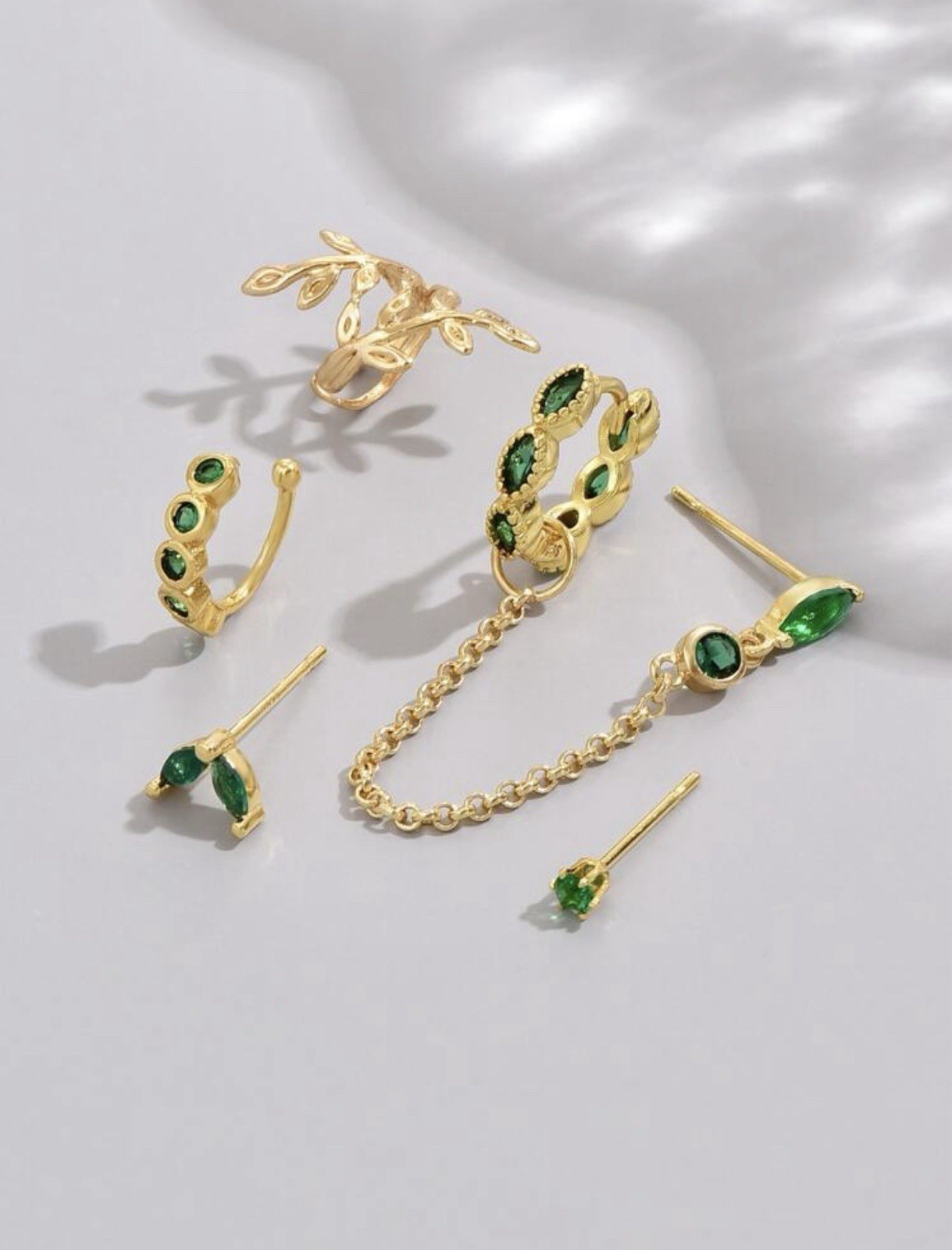 Elegant 6 Pcs / set Earrings Green Zirconia