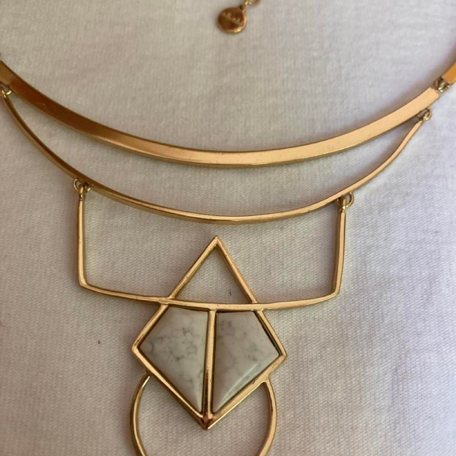Stella & Dot Gold tone geometric collar necklace with layered design